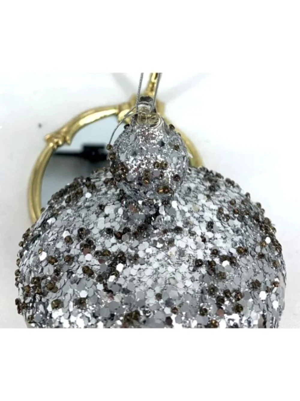 Blown Glass Finial Drop Christmas Ornament Silver 7